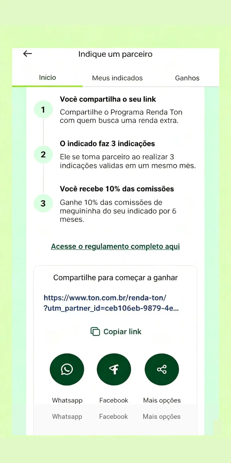 Passo 3 — Receba 10% das comissões